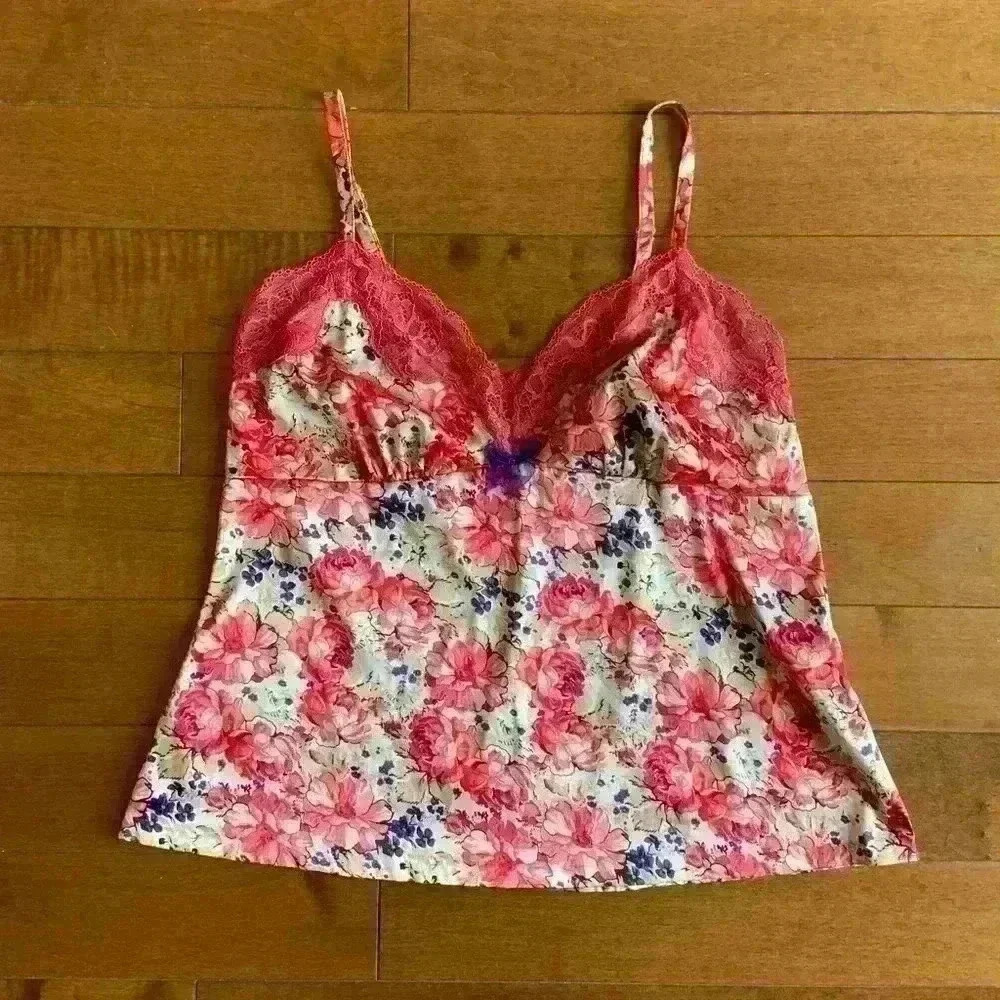 Gossard | Floral dainty pink and cream color 90s lingerie cami top size US 8 med